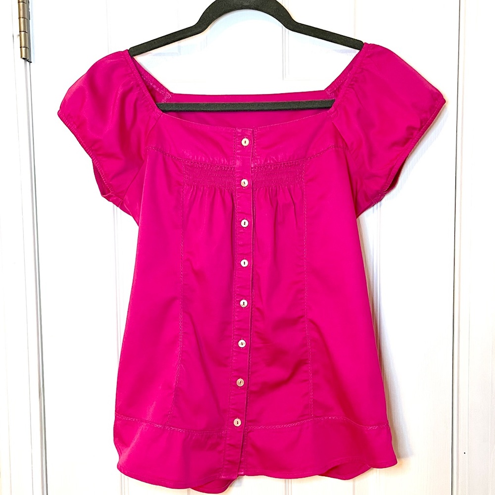 BANANA REPUBLIC hot pink fitted bodice blouse